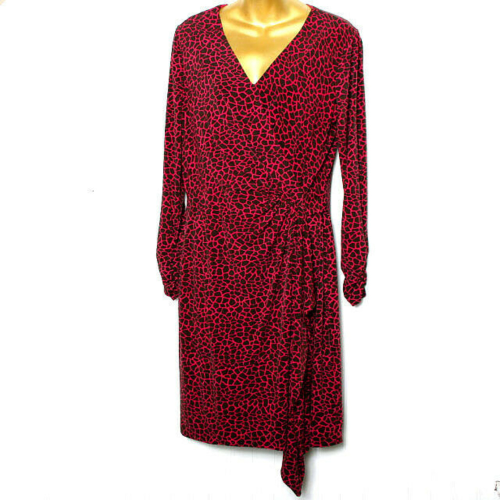 Etcetera Black Pink Ruched Dress Size 8 (nn11)